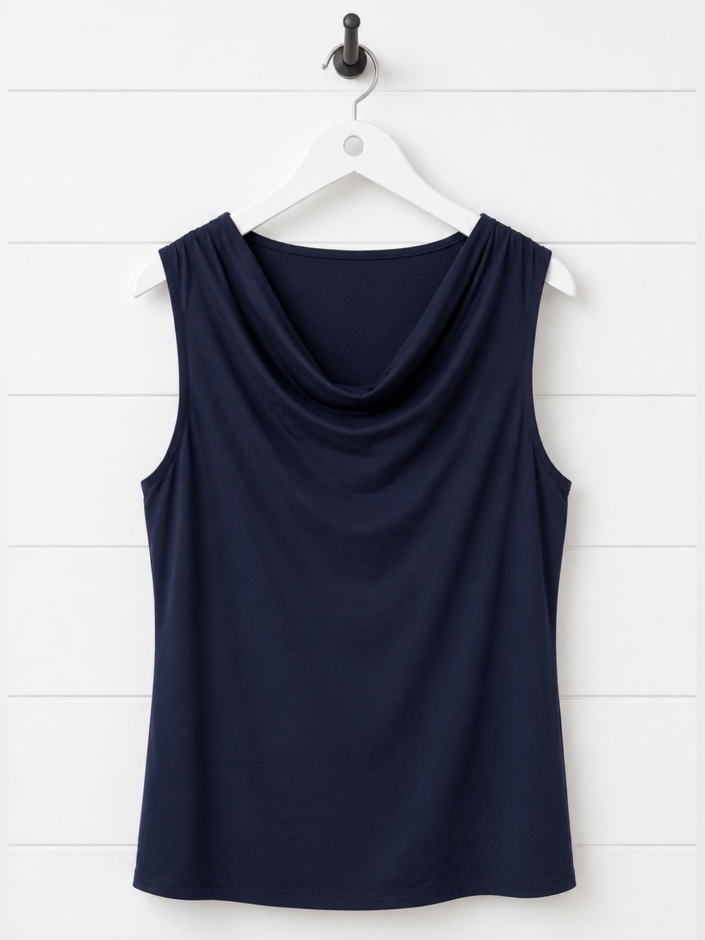 Eddie Bauer Navy Draped Cowl Neck Sleeveless Camisole